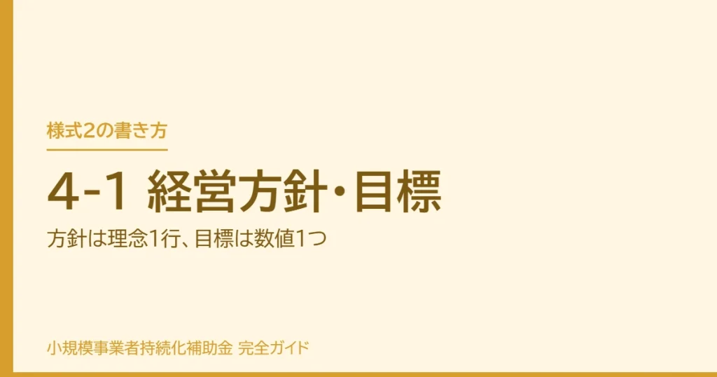4-1 経営方針・目標｜方針は理念1行、目標は数値1つ
