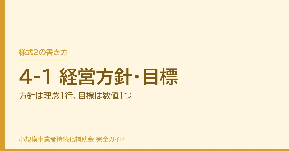 4-1 経営方針・目標|方針は理念1行、目標は数値1つ